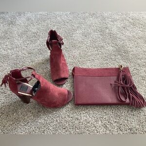 WHBM booties and a clutch set. Booties are mildly worn and are size 6.5M.
